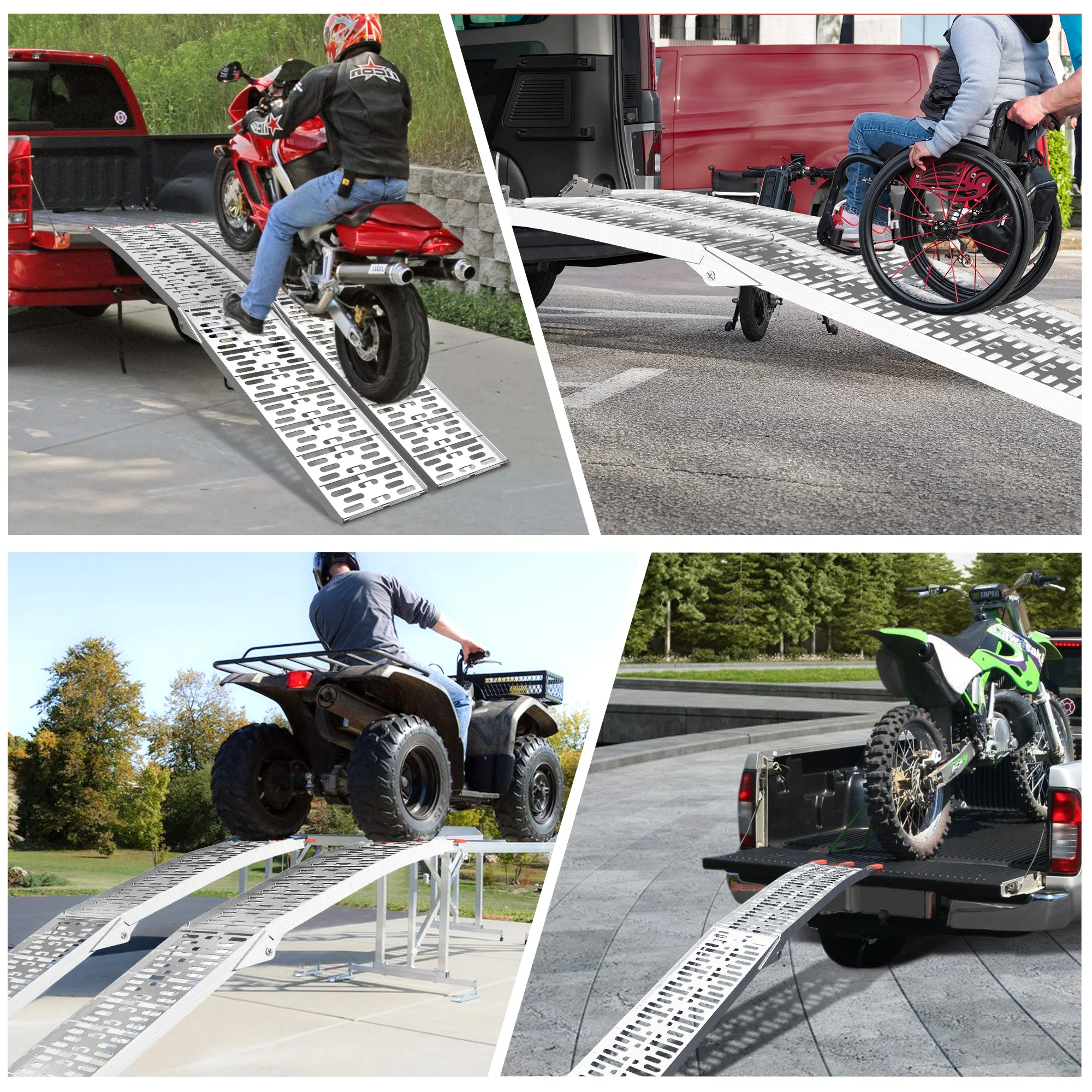 2Pcs ATV Ramps with 1500lbs Capacity,7.5 FT Folding Loading Ramps,Portable Aluminum Ramps for ATV,Truck Car Tailgate,Motorcycle