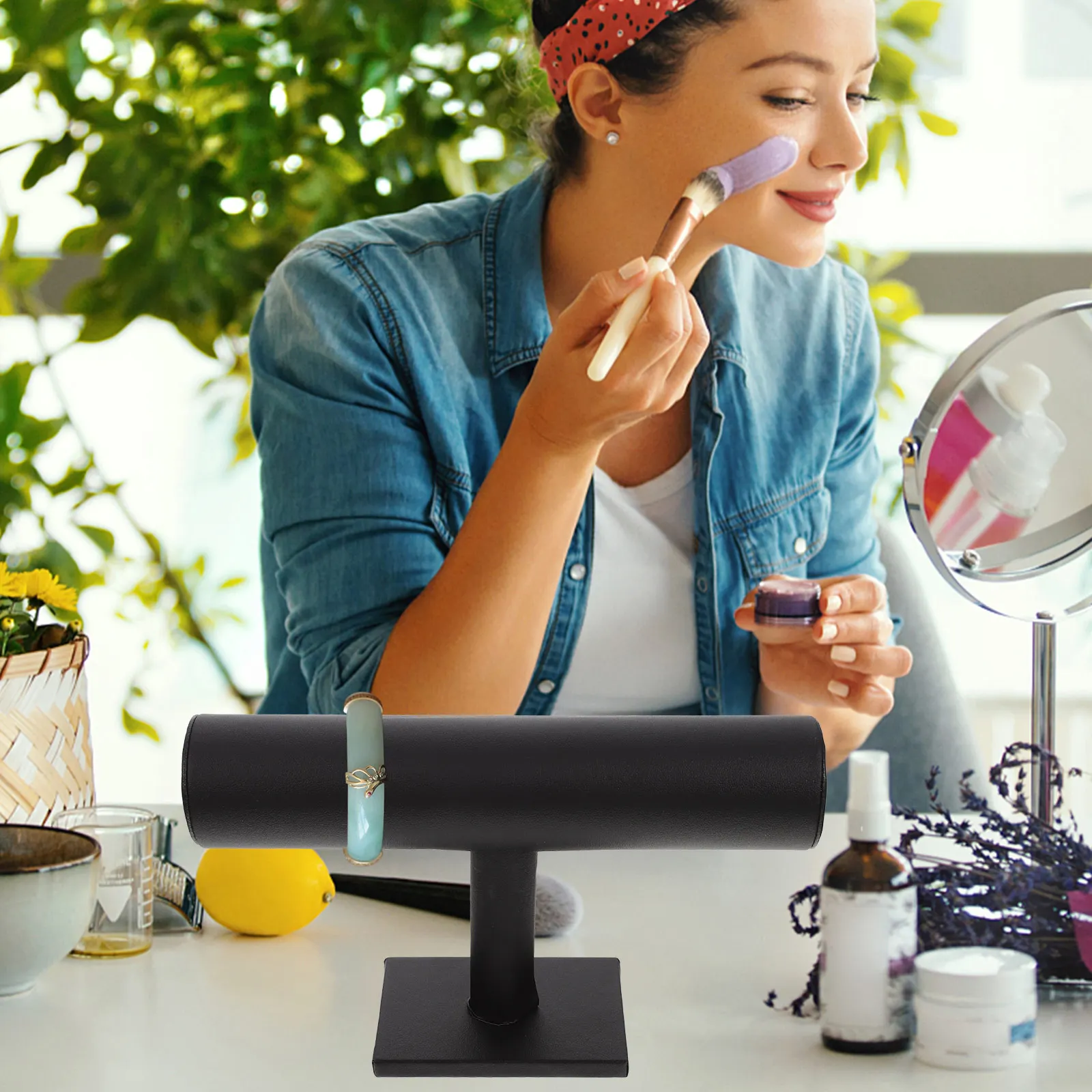 

Rack Jewelry Display Stand Watches Small Bracket Necklace Holder Black Bracelet Head Bands