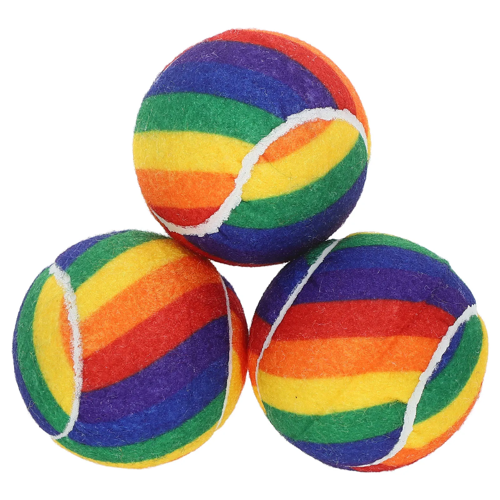 

3pcs Rainbow Tennis Balls For Dogs Colorful Elastic Rubber Training Chew-Resistant Bouncy Interactive Grip Fetch