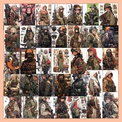 10/60pcs Anime Camouflage Military Uniform Girls Stickers Graffiti Decals Scrapbooking Motorcycle Bike Phone Car Sticker Toy