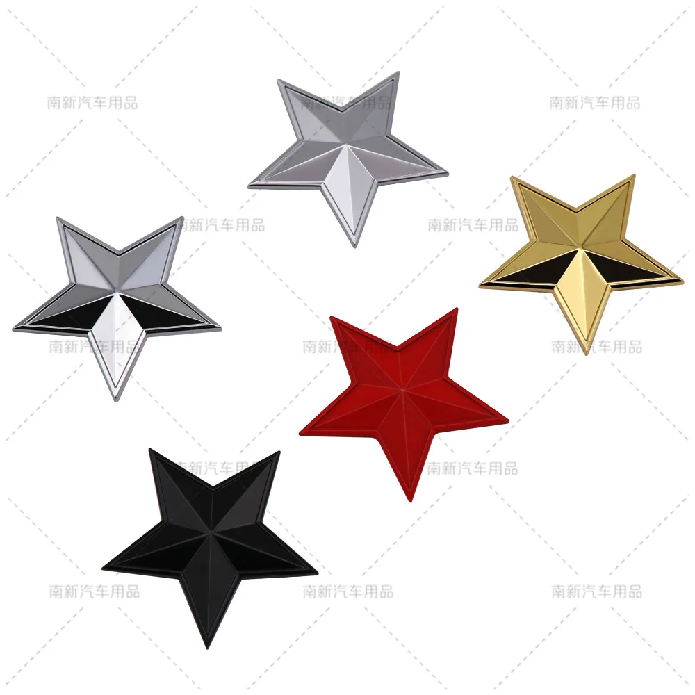 Car personality pentagram car sticker 3D three-dimensional small star car logo, side window logo, tail logo decoration