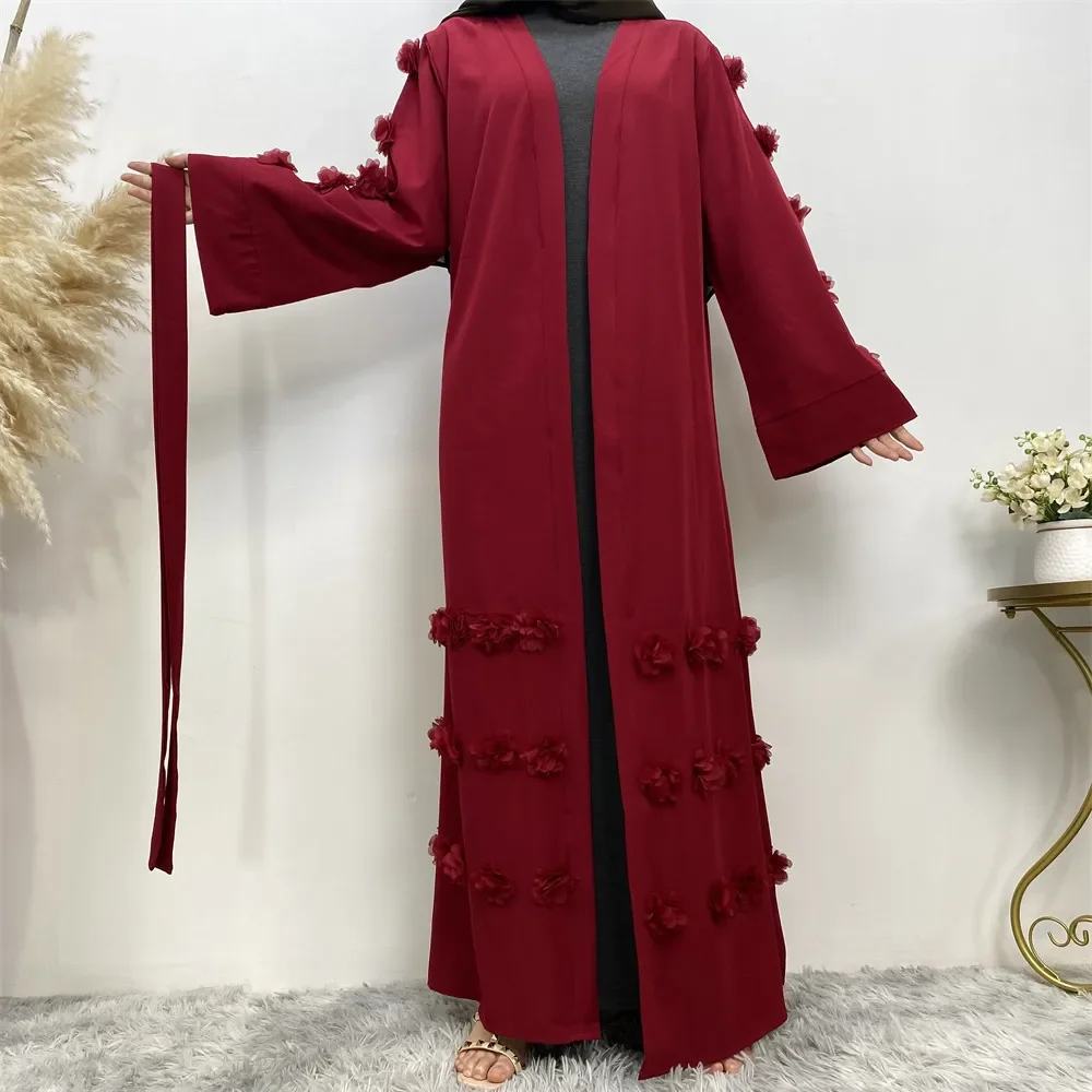 

Muslim Abayas for Women New Fashion Flower Loose Dress Turkish Islamic Cardigan Abaya Women Muslim Frenulum Casual Long Skirt