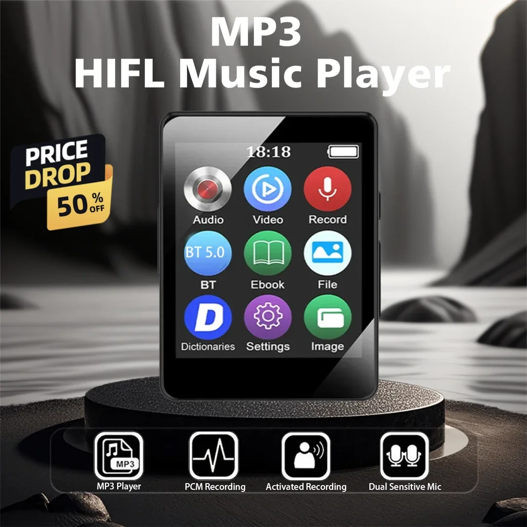 Mini MP3 MP4 Player Bluetooth 5.0 1.8-Inch Portable Music Player with Internal Speaker