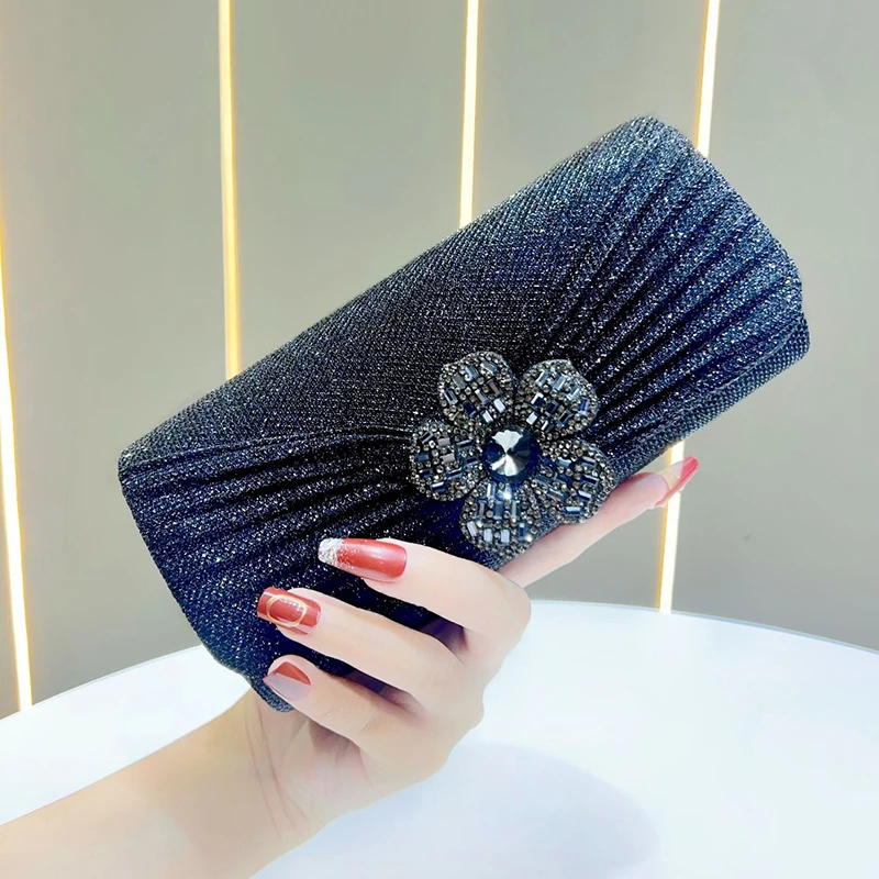 

Diamond Embedded Crossbody Bag Women's Fashionable Clutch Bag Dinner Bag Chain Single Shoulder Slant Cross Handbagg