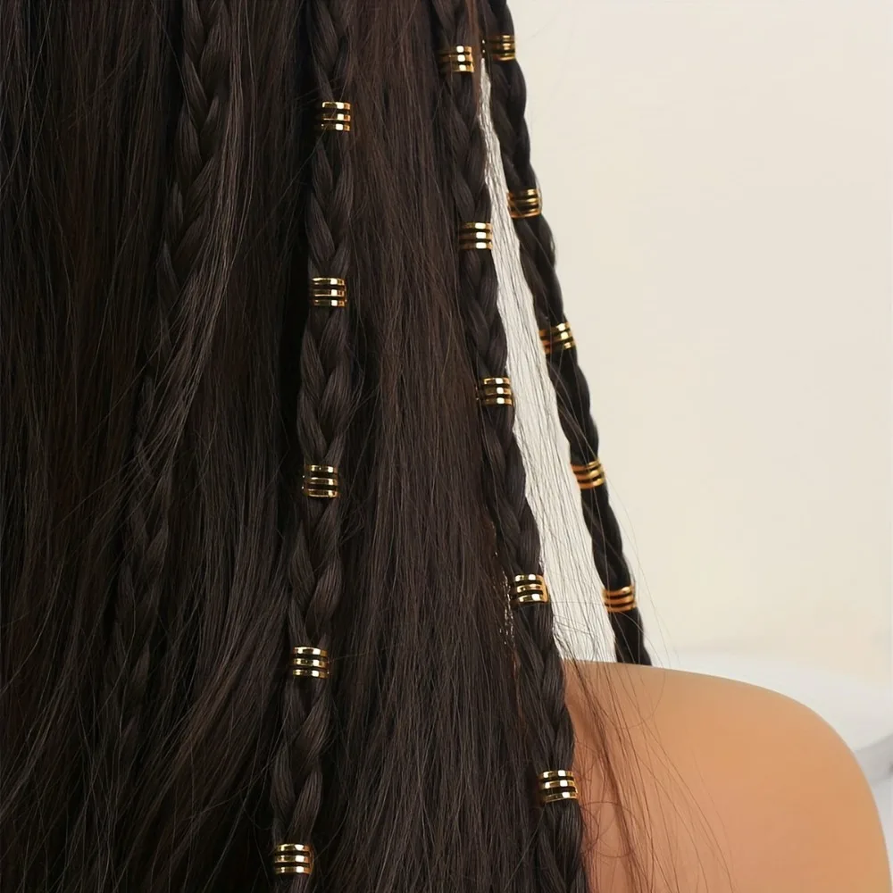 40pcs Dread Locks Hollow Out Hair Ring Hair Braiding Gold Dreadlocks Beads Metal Cuff Clips Charm Hair Braid Tubes Women