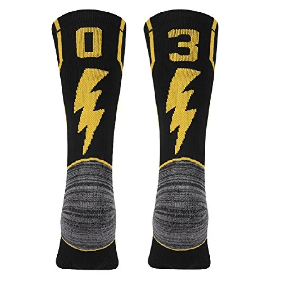 

Adult Youth Mid Calf Cushion Sports Socks for Basketball Football Baseball Gold