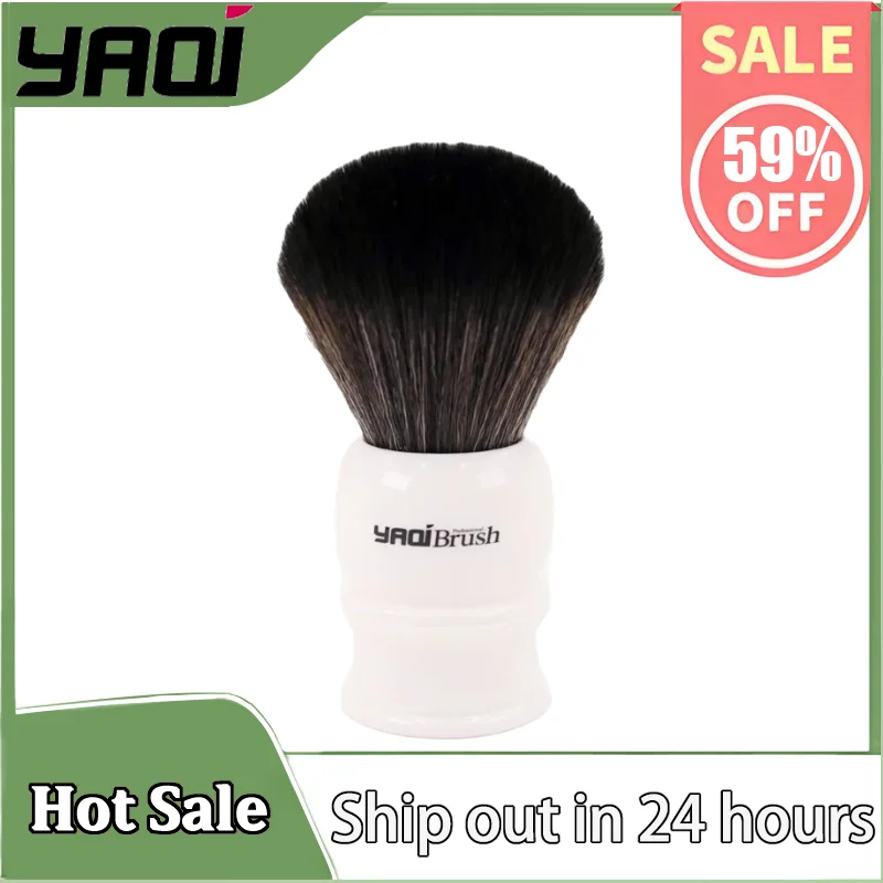 

YAQI 30mm Size Knot White Handle Black Synthetic Hair Shaving Brush for Personal Grooming