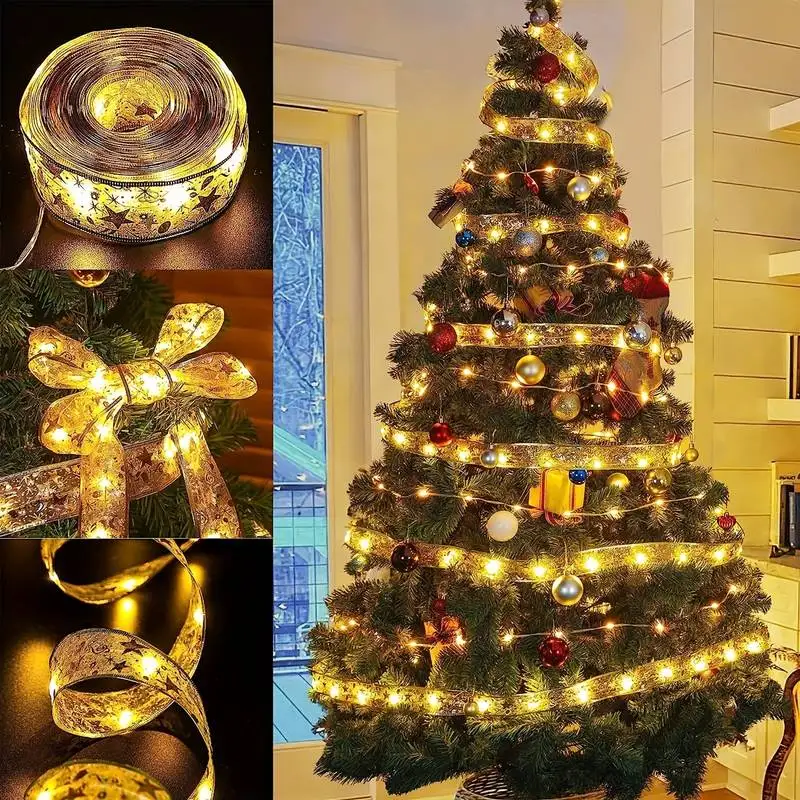 Kerstboom Decoratie Lint String Light Mesh Tule Roll Stof Hanger Vrolijk Kerstfeest Decor Thuis Kerstcadeaus DIY Nieuwjaar