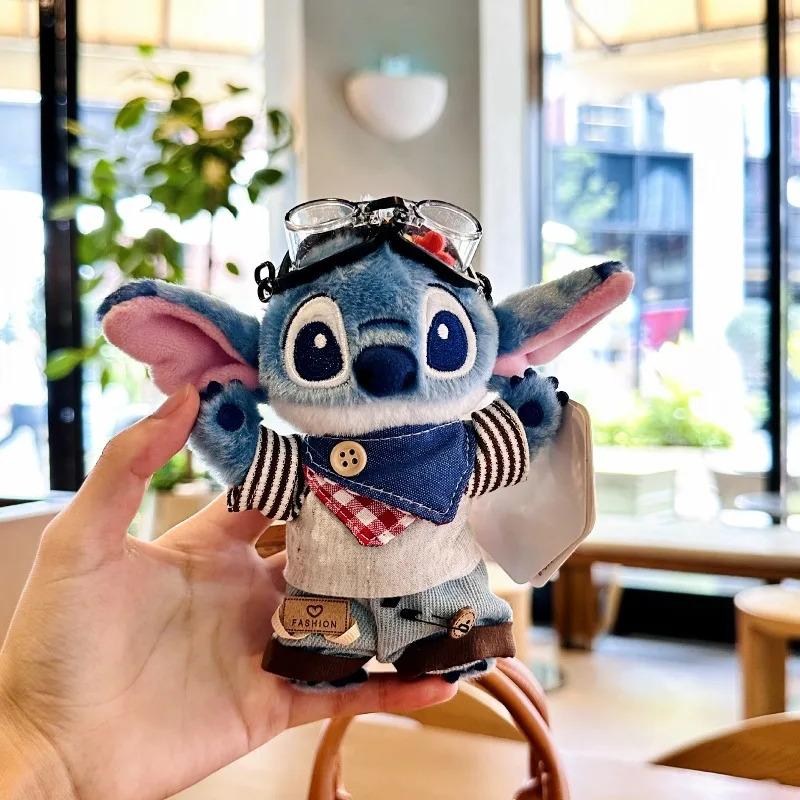 2025년 신상 귀여운 스티치 플러시 인형 만화 백팩 펜던트 키체인 자동차 키 액세서리 어린이 창의적 축제 선물
