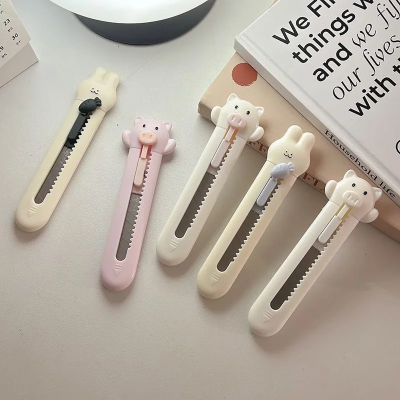 

Small Cute Envelope Opener for Student Lovely Cartoon Piggy Kitten Box Opener Multifunctional Utility Knife Office Supplies