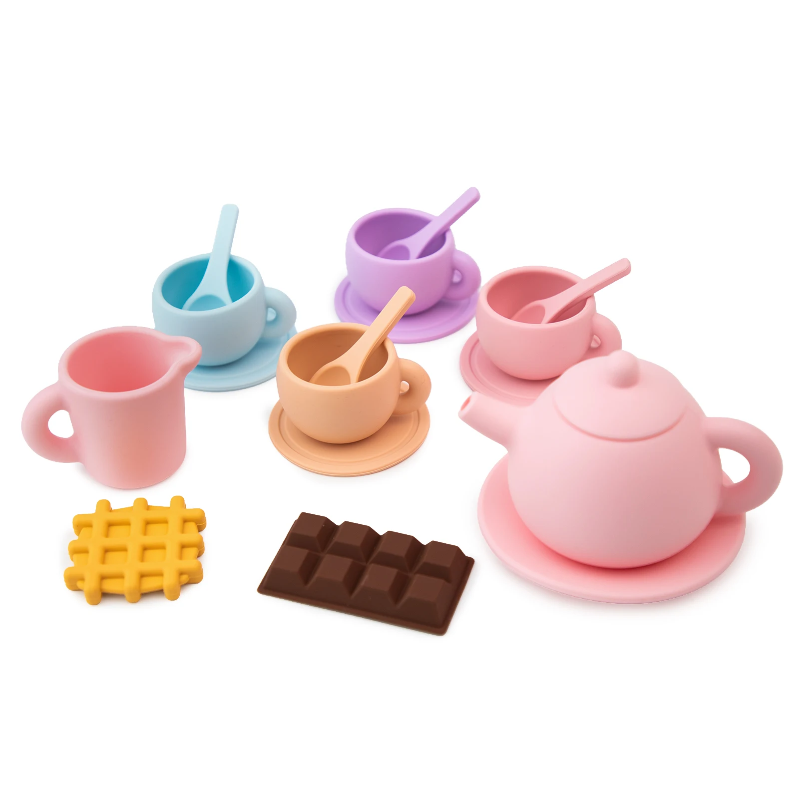 Set da Tè in Silicone per Bambini, Set per Feste del Tè per Bambine, Giocattoli da Cucina per Giochi di Ruolo, Regali di Compleanno per Bambine