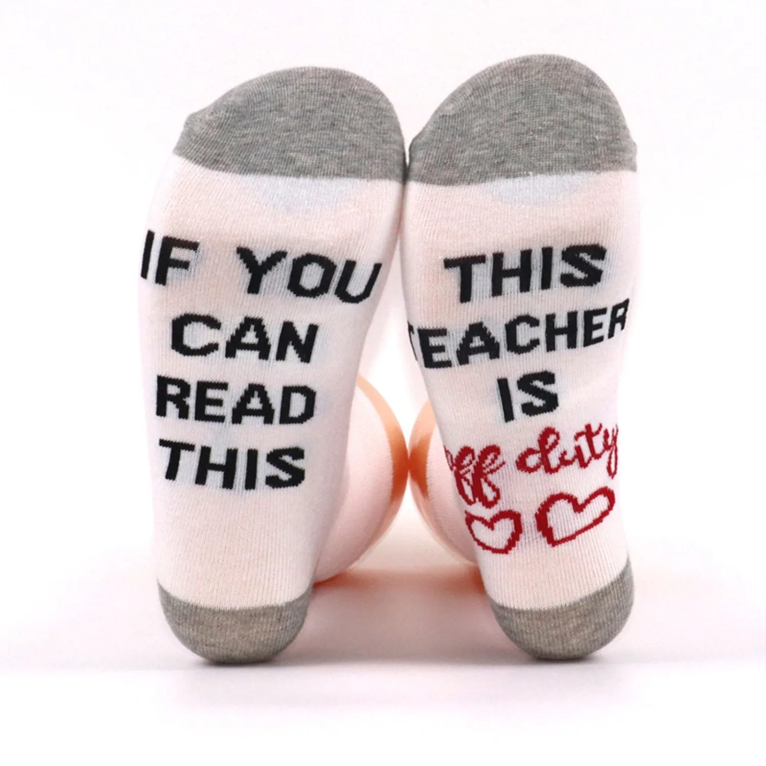 1/3 Pairs Funny Nurse Teacher Socks, Cotton Crew Socks with If You Can Read This Message, Cushioned Terry Sole Appreciation Gift