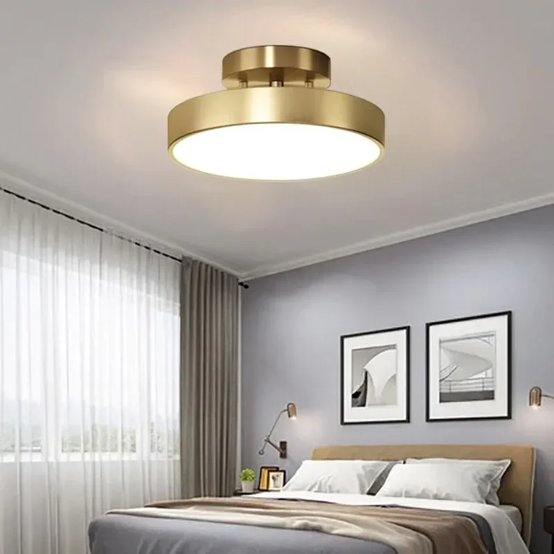 

Modern LED Ceiling Light 30/40/50cm Round Copper Lamp For Bedroom Living Room Gold Black Entrance Hallway Aisle Decorative Light