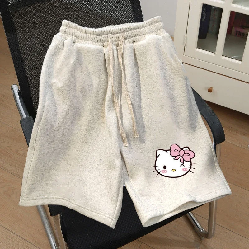 شورت رياضي متعدد الاستخدامات مطبوع عليه Hello Kitty، كاجوال مريح وجيد التهوية وسريع الجفاف في الشارع