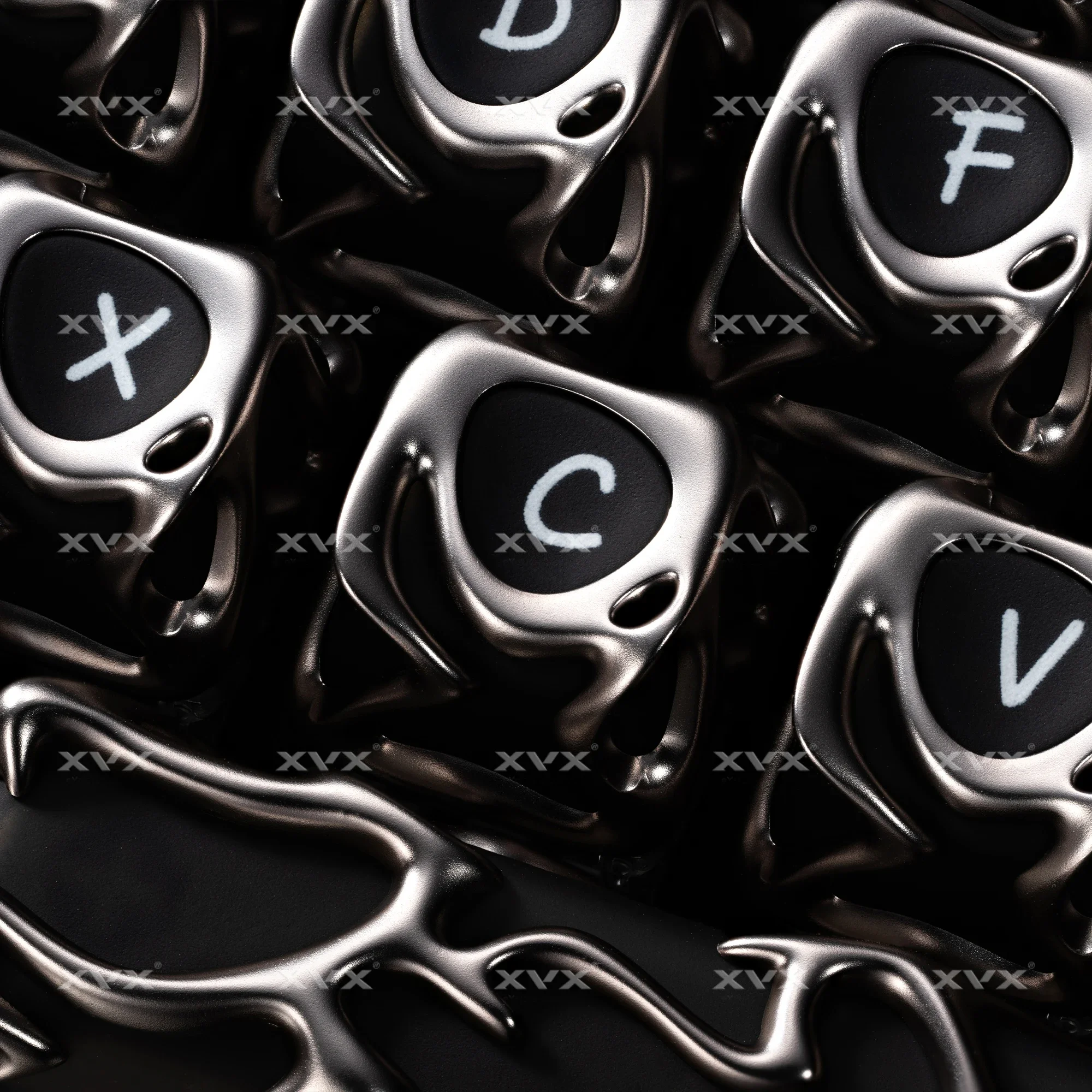 Keycap metal texture hollow fog transparent personalized creative mechanical keyboard cap silver engraved light