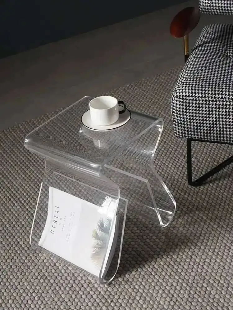 아크릴 거실 소파 사이드 테이블 투명 커피 테이블 침실 침대 옆 테이블 거실 특수 모양 커피 테이블