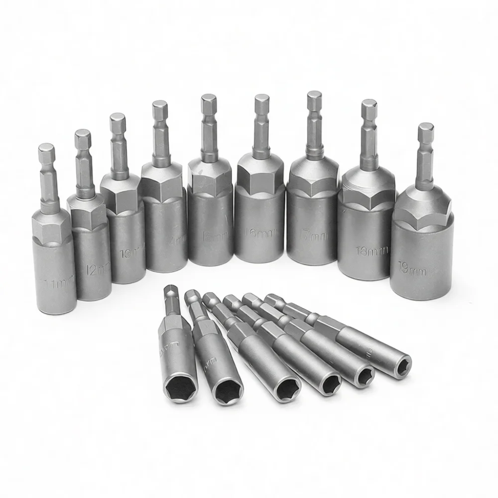 Extra Deep Power Drill Socket Adapter Metric Hex Nut Driver Bits For Impact Wrench Chrome Vanadium Steel Garage Hardware Repair