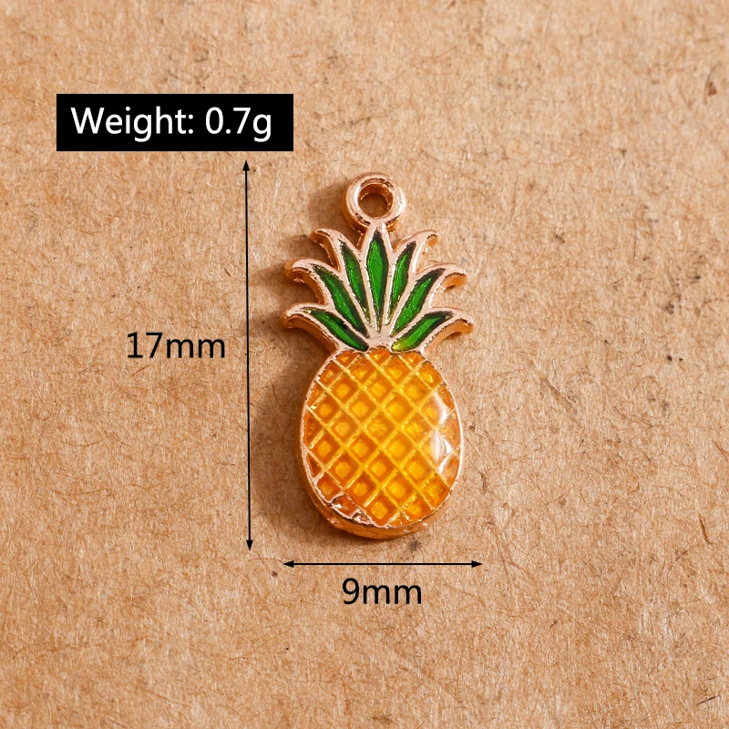 10 Stück süße Emaille-Frucht-Charms für die Schmuckherstellung, Kirsche, Ananas, Banane, Apfel, Charms, Anhänger für DIY-Halsketten, Ohrringe, Geschenk – Detail 2