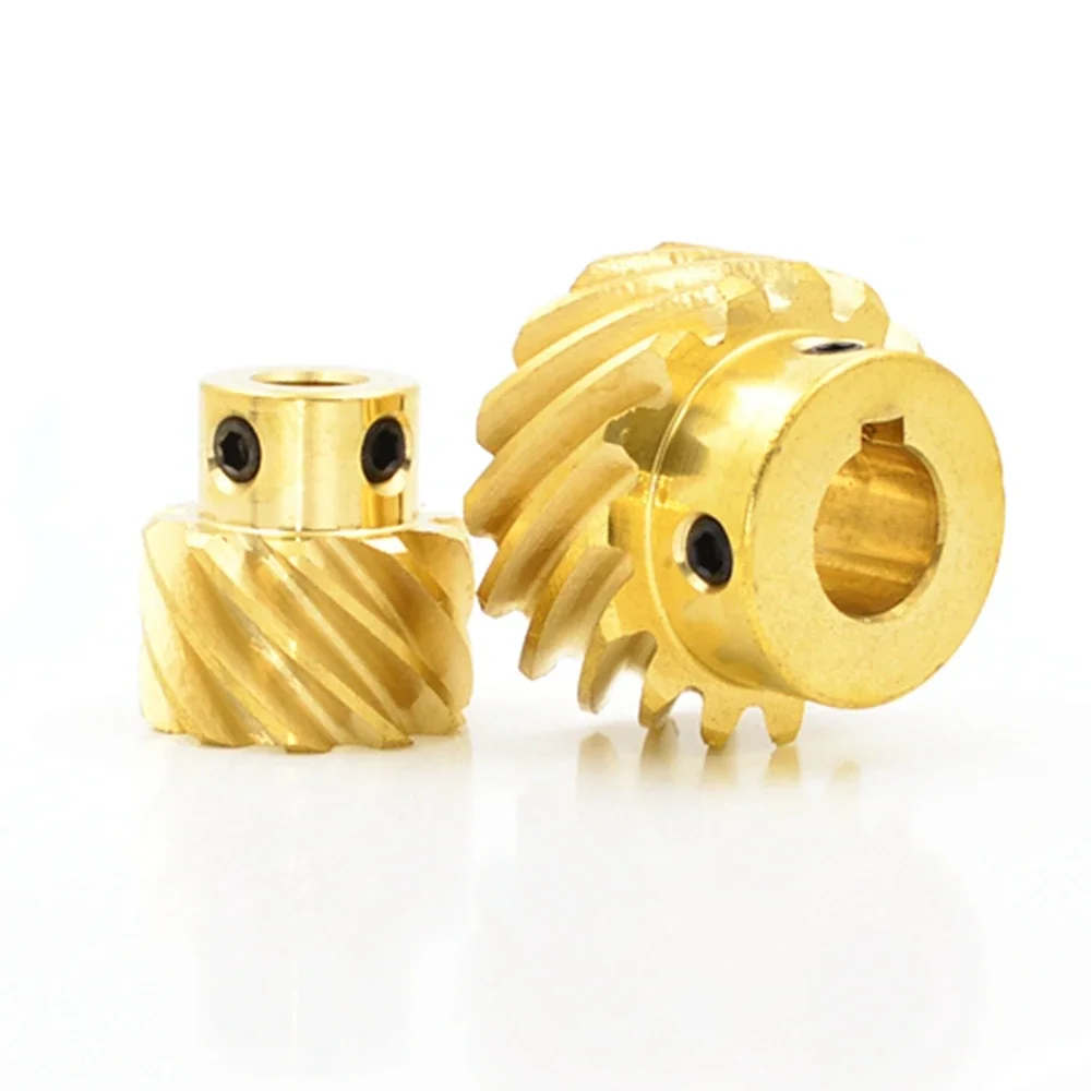 Brass Staggered Helical Gear 1M/1.5M 10/13/15 Teeth Keyway 45-Degree Helical Gear Parts