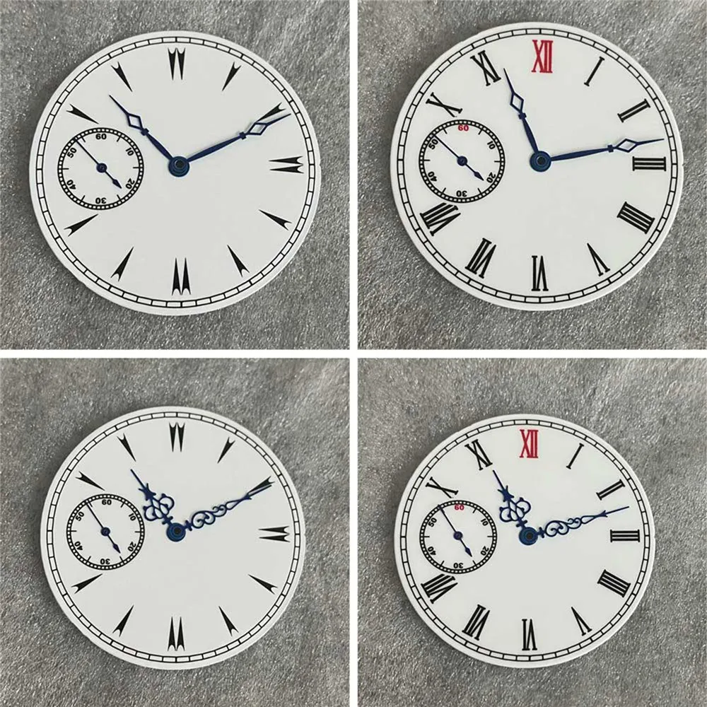 

Watch Dial 38.8mm, No Luminous Enamel White Dial with Watch Hands Kit for ETA6497 ST3600 Movement Watch Face + Pointers Parts