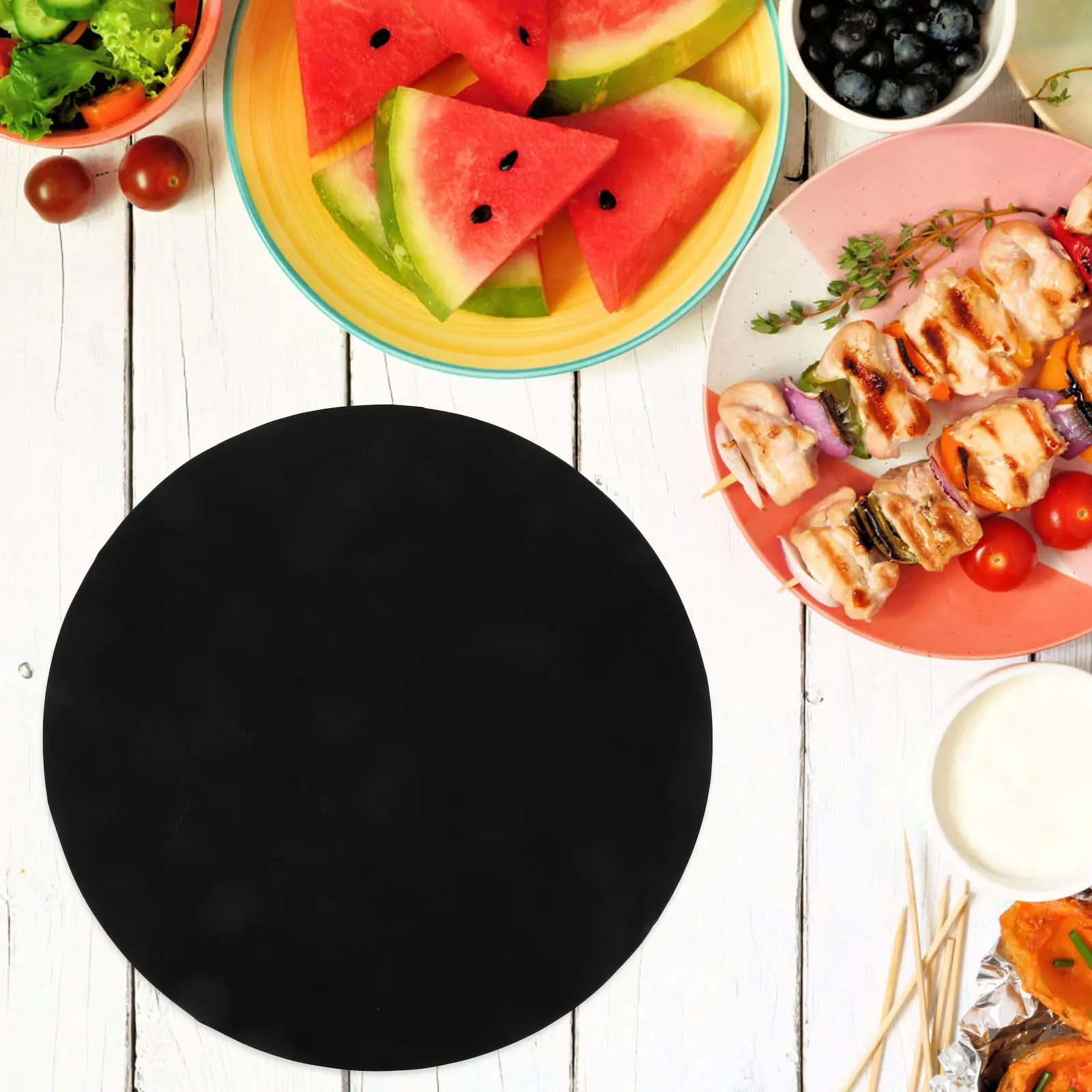 2Pcs 40Cm Circle Bbq Mat Nonstick Easy Clean Lightweight Grill Pad for Round Grills Keeps Food from Sticking Or Falling Through view 5