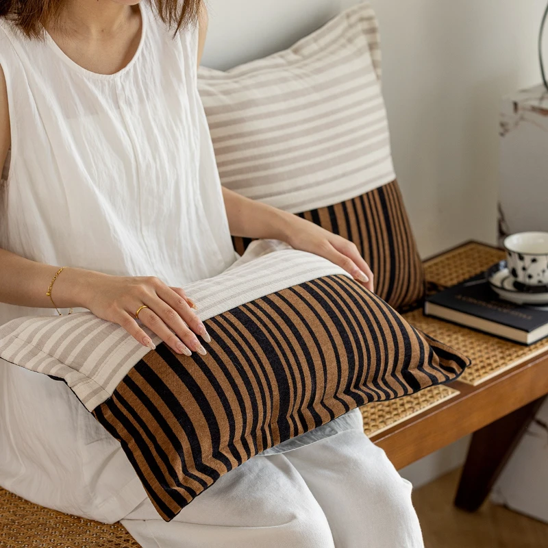 30x50/45X45CM Light Luxury Throw Pillow Cover Retro Leather Stamping Waist Cushion Cover Simple Decor Home Decorative Pillowcase