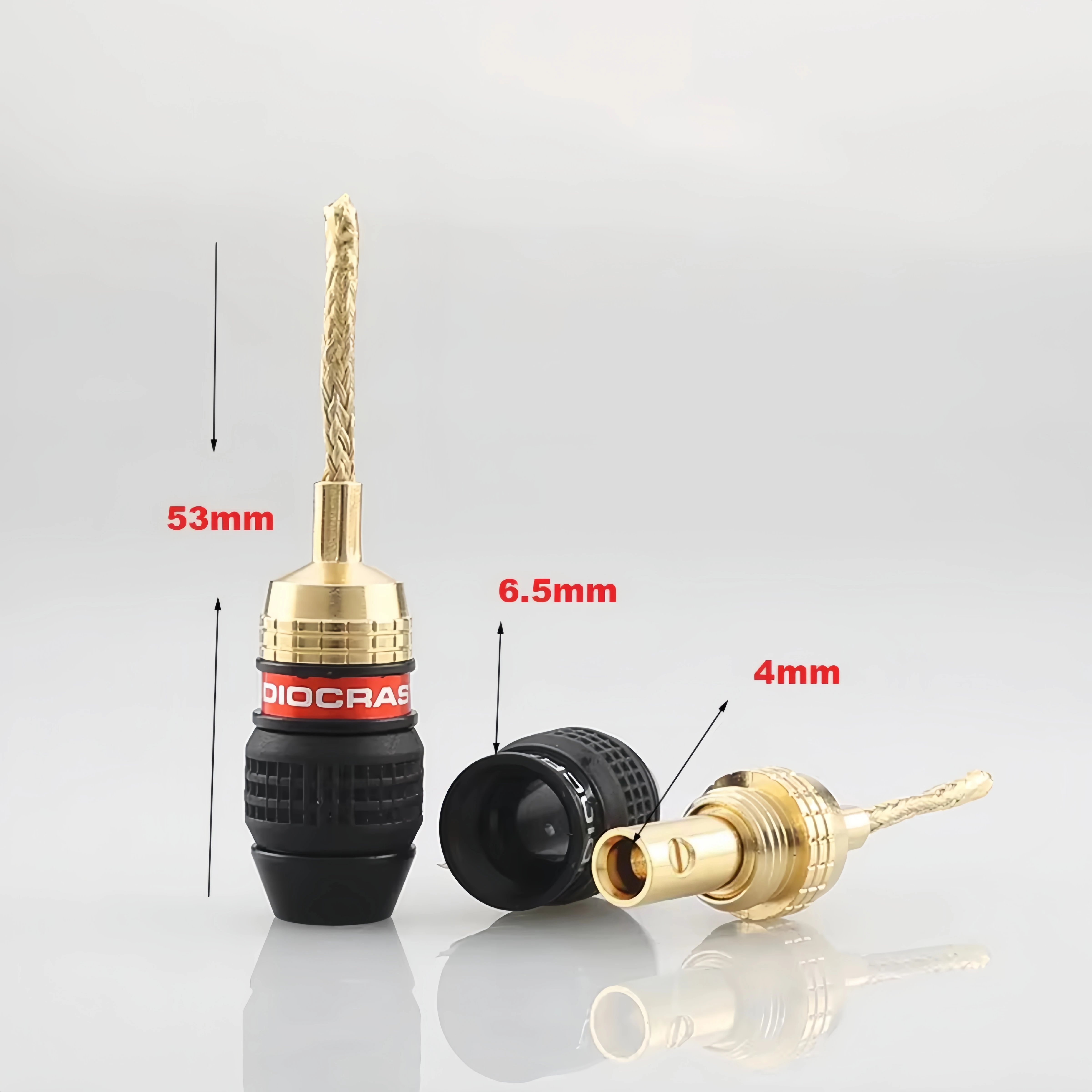 8PCS Audiocrast B836G 2mm Pin Braided Banana Plugs HIFI Speaker Cable Connectors Audio Cable Plug for Hi-Fi Sound System