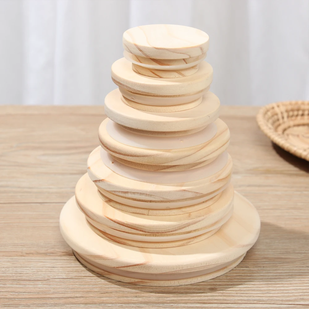 Multi Size Wooden Kitchen Organization Bottle Sealing Caps Canning Storage Mason Jar Lid Wide Mouth Cover Wood Lids Reusable