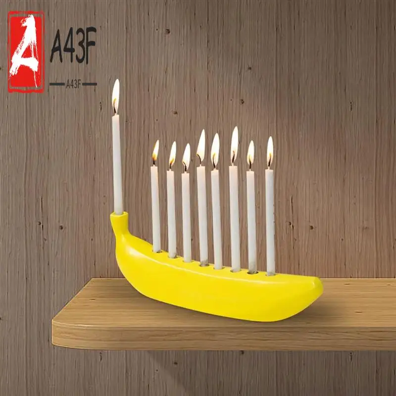 

A43F-Banana Shaped Candlestick Tabletop Candlestick Ornament Banana Candlestick Hanukkah Candlestick Holiday Decoration