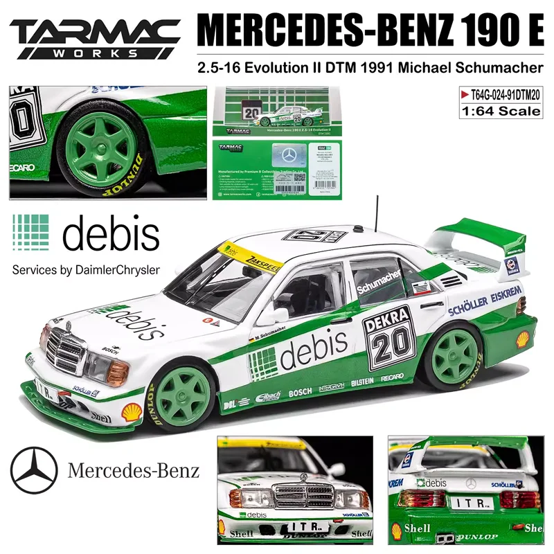 Asfalt Werkt 1/64 Mercedes Benz 190e 2.5-16 Evo Ii Legering Speelgoed Motorvoertuig Diecast Metalen Model Geschenken