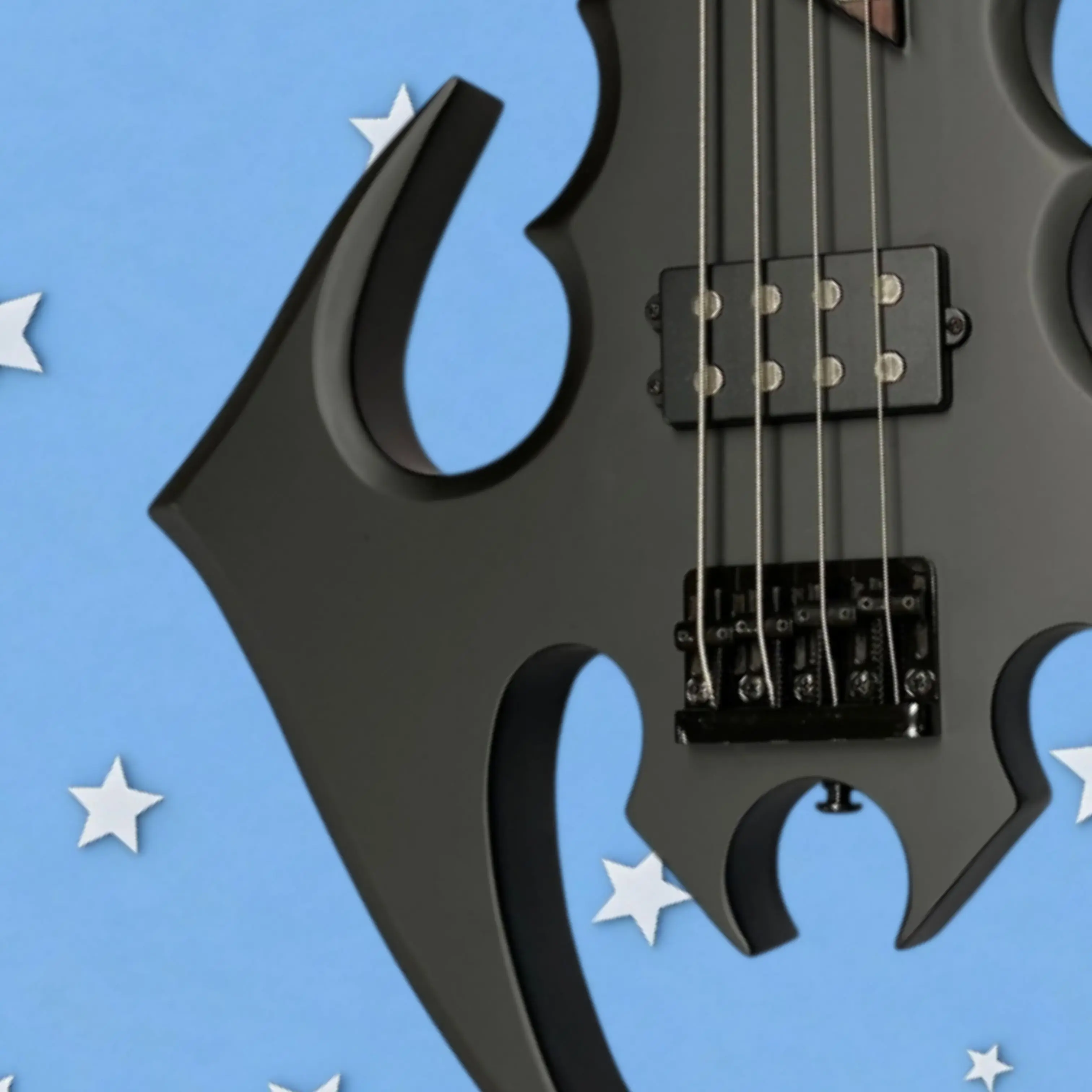Matte Black BodyBass Guitar,Personality Stylish Outline,Black Hardware Guitars,Outstanding Stage Visual Performance Guitarra