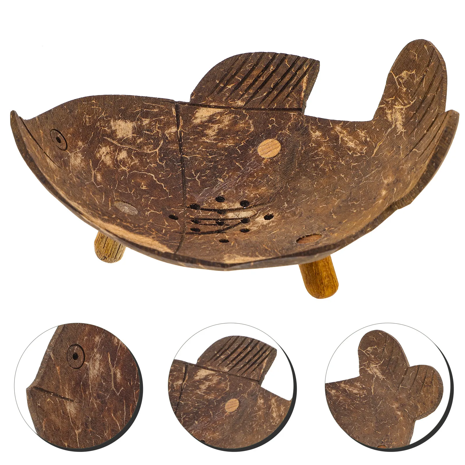 Premium Coconut Shell Soap Dish Holder Fast Drying Self Draining Bar Soap Tray for Bathroom Shower Kitchen Shampoo Bar Container