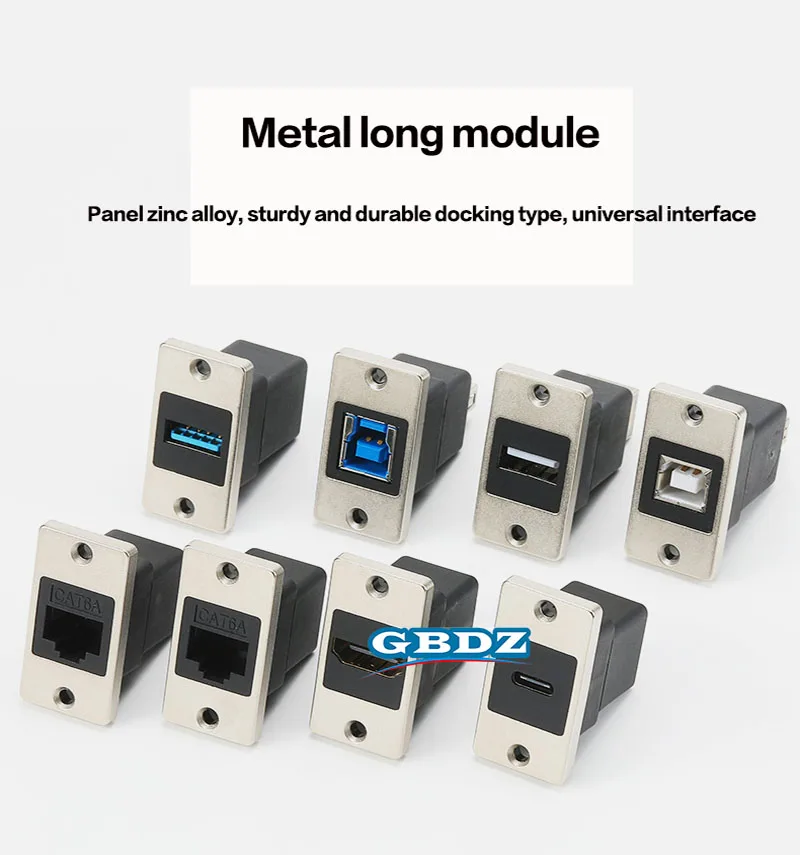 Soket Panel Modul Data USB Persegi Otomatisasi Industri Audio Video CAT6A USB3.0 USB2.0 Tipe-C HDMI2.0 RJ45 Konektor Tipe B