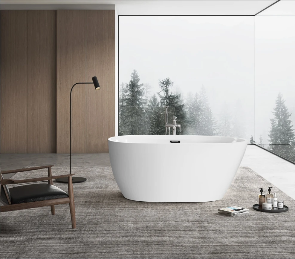 Freestanding Bathtub, Single White Soaking Bathtub, Scratch-resistant and Stain-resistant, Environmentally Friendly and Durable