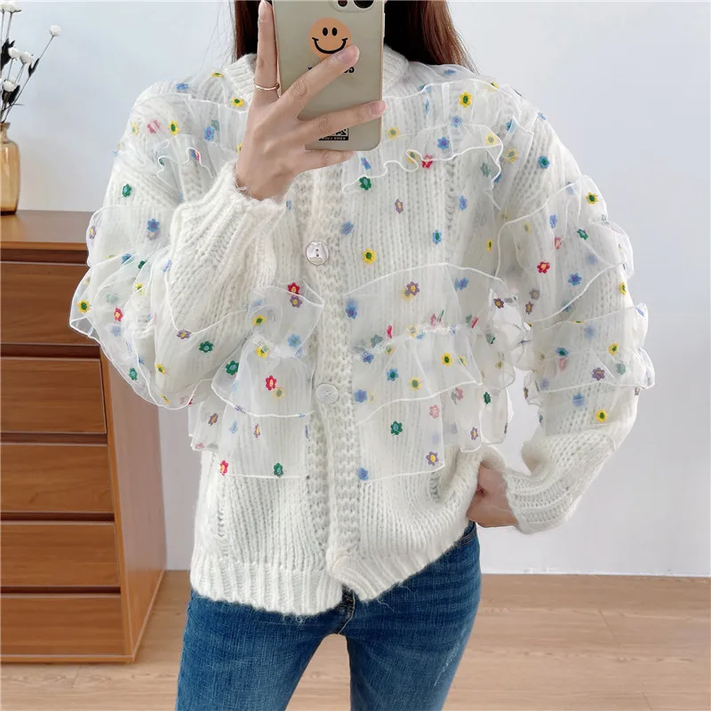 Cardigan Women Cute Sweet Patchwork Cozy Preppy Style Knitting Tender Simple Girlish College Stylish Casual Spring Sweaters Chic