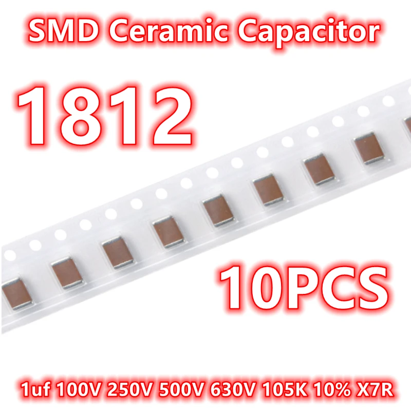 (10 шт.) оригинальный керамический конденсатор IC 1812 1uf 100V 250V 500V 630V 105K 10% X7R SMD
