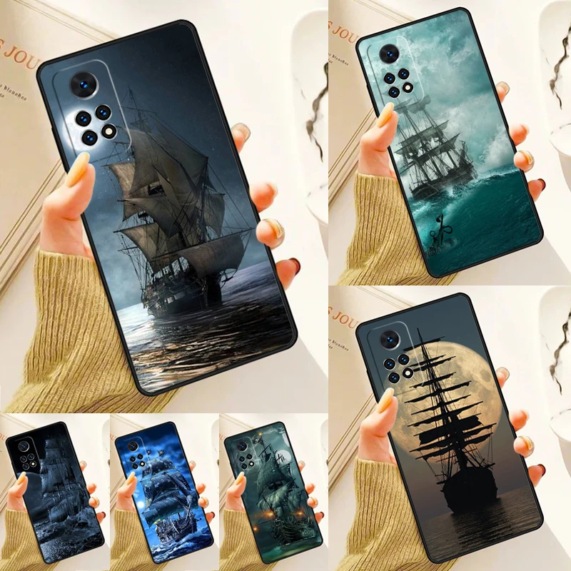 Old Ship in Sea Moon Night Case For Samsung Galaxy S24 Plus S23 S20 S21FE Lite S22 Ultra Note 20 S8 S9 S10 Phone Coque