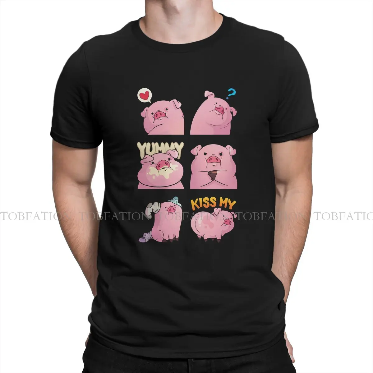 Gravity Falls Newest TShirts Pig Animal Men Style Fabric Tops T Shirt Round Neck 