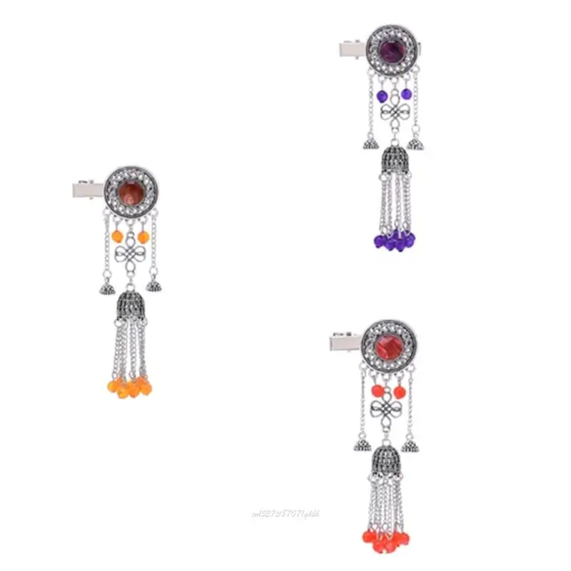 

X5XA Элегантная заколка для волос в этническом стиле с кисточками, дизайн для женщин и девочек, повседневная одежда и головной и