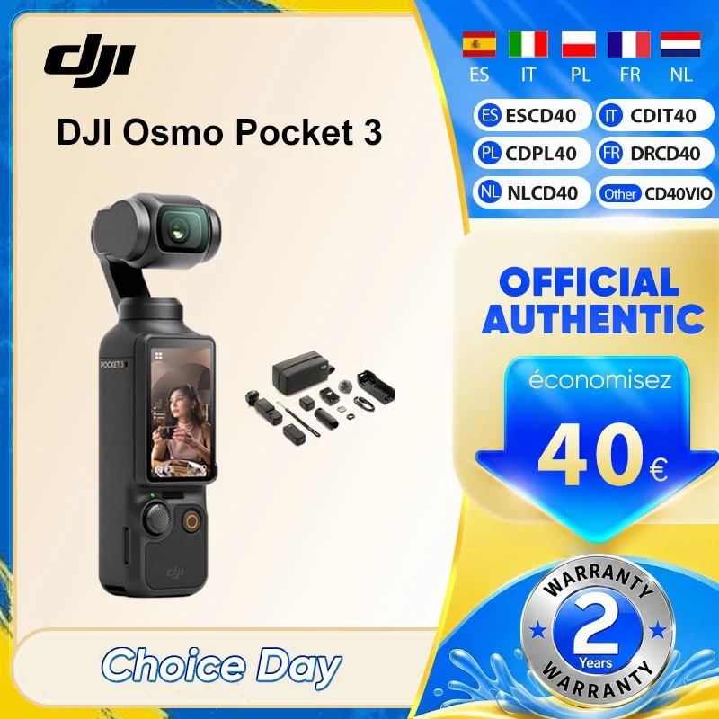 DJI Osmo Pocket 3 Vlogging-Kamera mit 1-Zoll drehbarem Touchscreen, CMOS & 4K/120fps, 3-Achsen-Gimbal mit mechanischer Stabilisierung