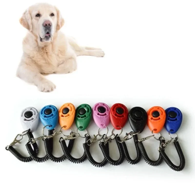 Dog Training Clicker Pet Cat Plastic New Dogs Click Trainer Aid Tools Adjustable Wrist Strap Sound Key Chain Dog Supplies