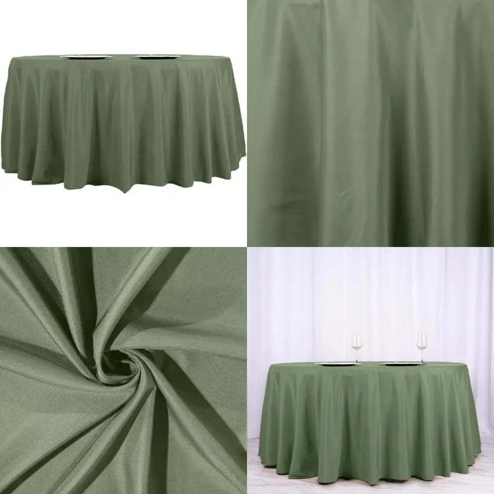 

Green 120 Inch Round Polyester Tablecloths for Weddings, Parties, and Banquets - Durable Fabric Table Covers