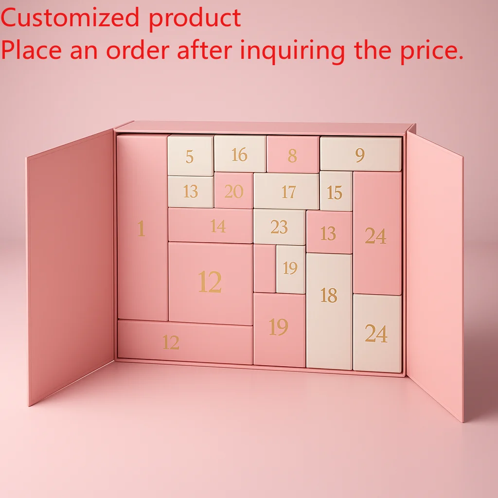 Christmas Mystery Box Advent Calendar Gift Box Packaging Essence Makeup Advent Calendar Happy Holiday Paper Boxes for Skincare