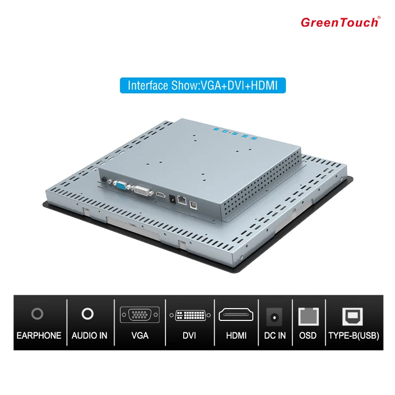 شاشة لمس VESA مقاس 17 بوصة تعمل باللمس مثبتة على الحائط تعرض شاشة صناعية متعددة اللمس لفحص كشك السيارات