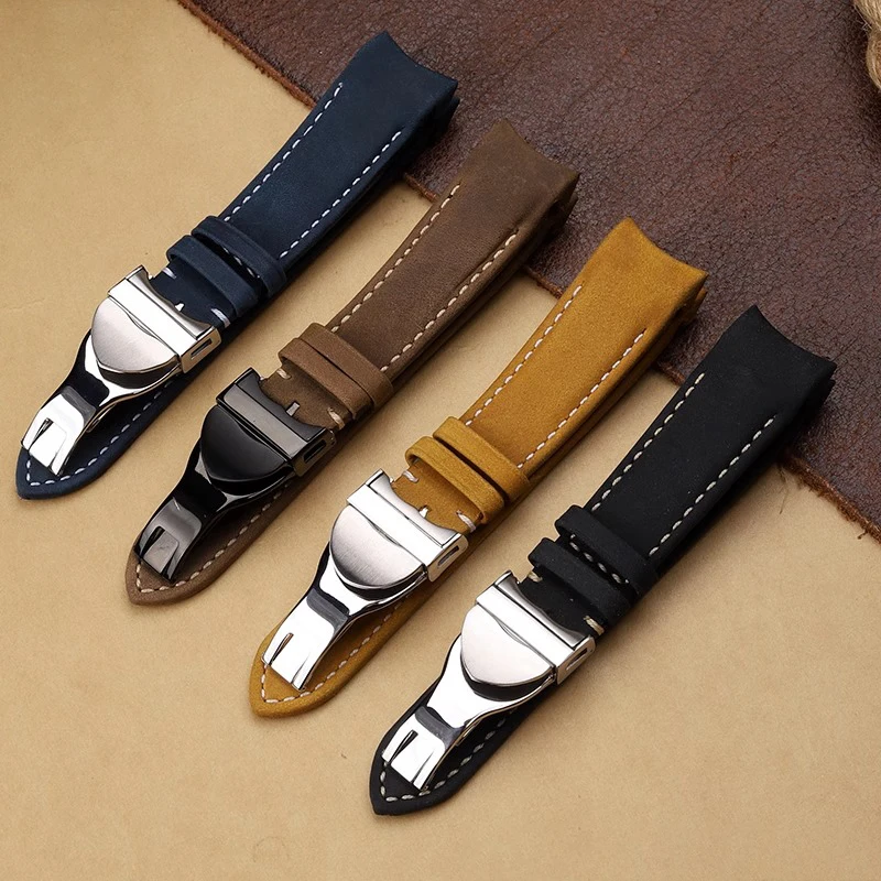 20MM 22mm Black Blue Brown Retro Arched Cowhide Watch strap For Tudor BLACK BAY M79030N M79030B With Men's Leather Watch band