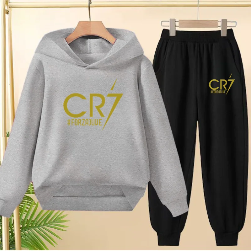 

CR7 Clothes Football Idol Logo Print Children's hoodie 3-12Yrs Top+Pants Boys Girls Toddler Sports Jogging Casual Sweatshirt Set