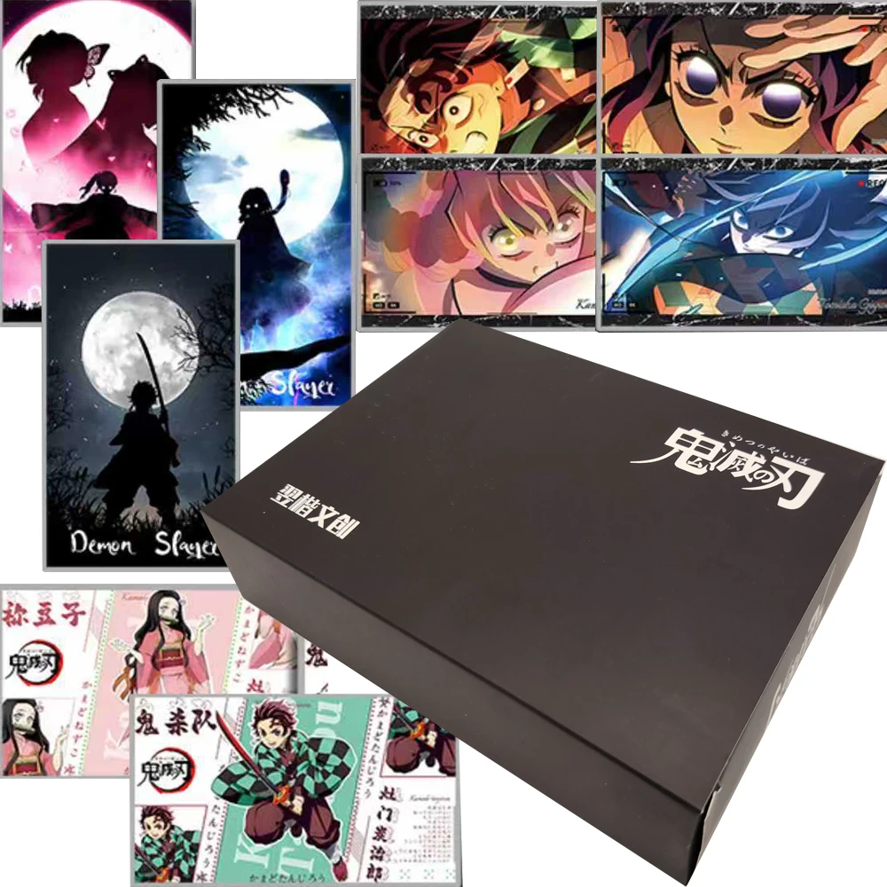 

Popular Anime Demon Slayer Collection Cards for Boys Girls Rare Limited Fluorescent Version Figure Cool Colored Paper Cards Gift