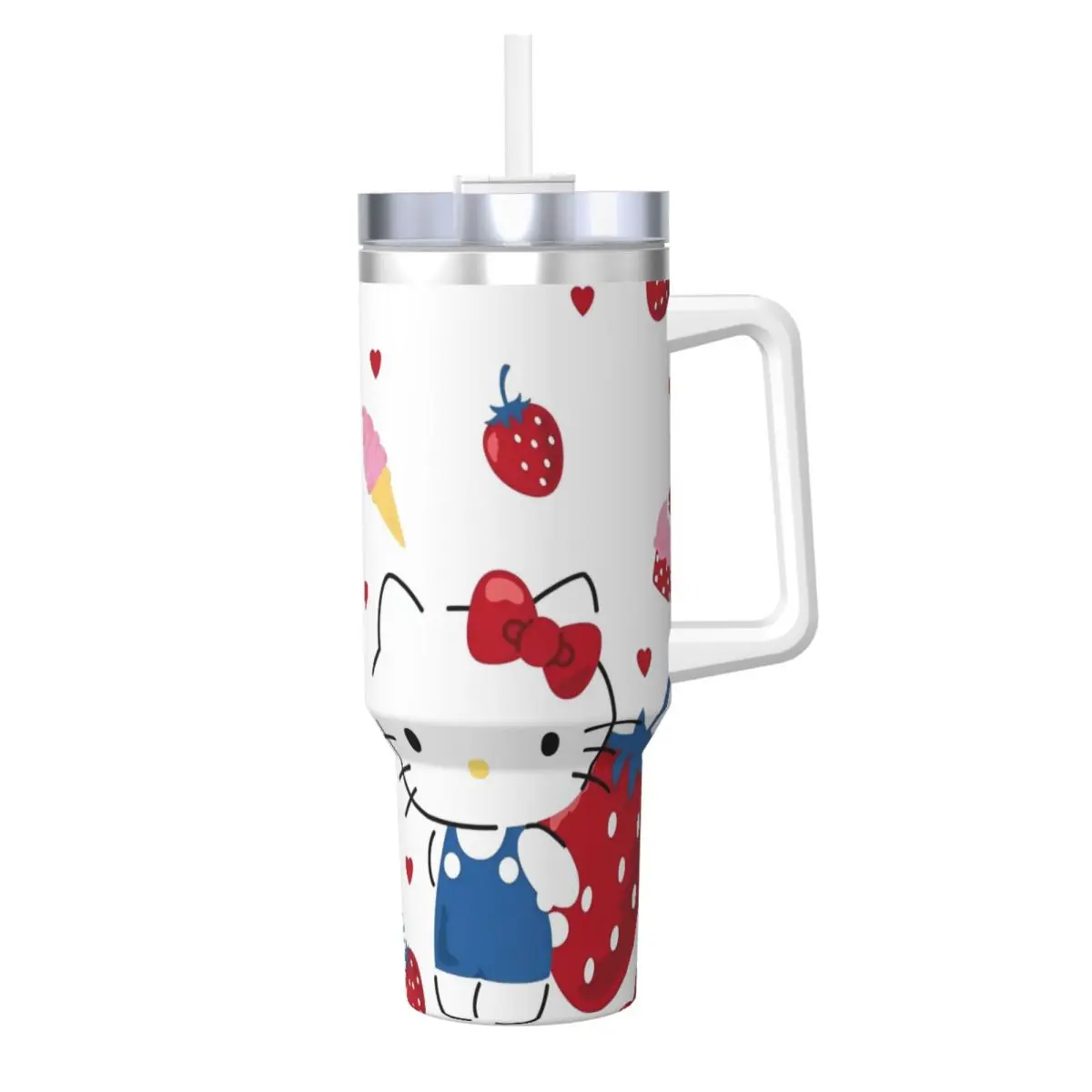 

Kawaii Hello Kitty Stainless Steel Tumbler Beach Thermal Cups With Straws and Lid Large Mugs Cup Hot Drinks Water Bottle