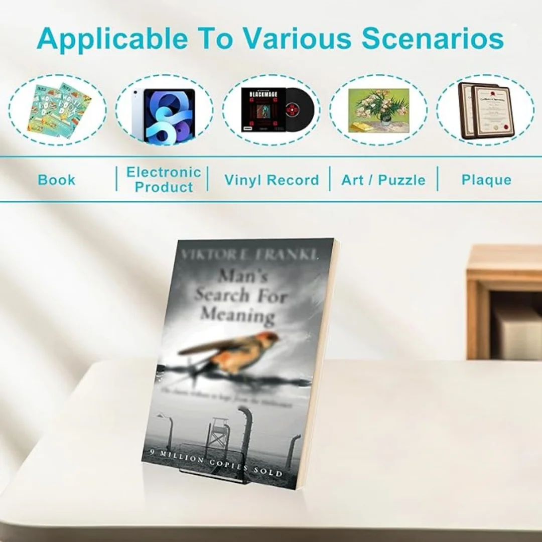 حامل كتب أكريليك حامل عرض شفاف بسيط حامل كتب شفاف حامل رف أكريليك شفاف لتخزين سطح المكتب المنزلي #2