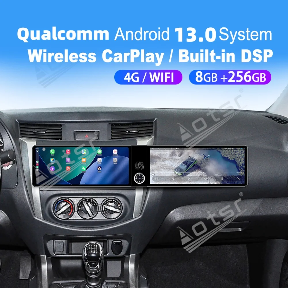

Двойной 12,3-дюймовый экран Qualcomm Carplay Android, автомобильная мультимедийная система для Nissan Navara 1998~2022, GPS-навигация, автомобильное радио, головное устройство